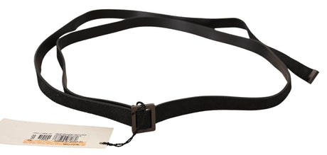 Costume National Chic Black Leather Fashion Belt with Metal Buckle - Hilstor