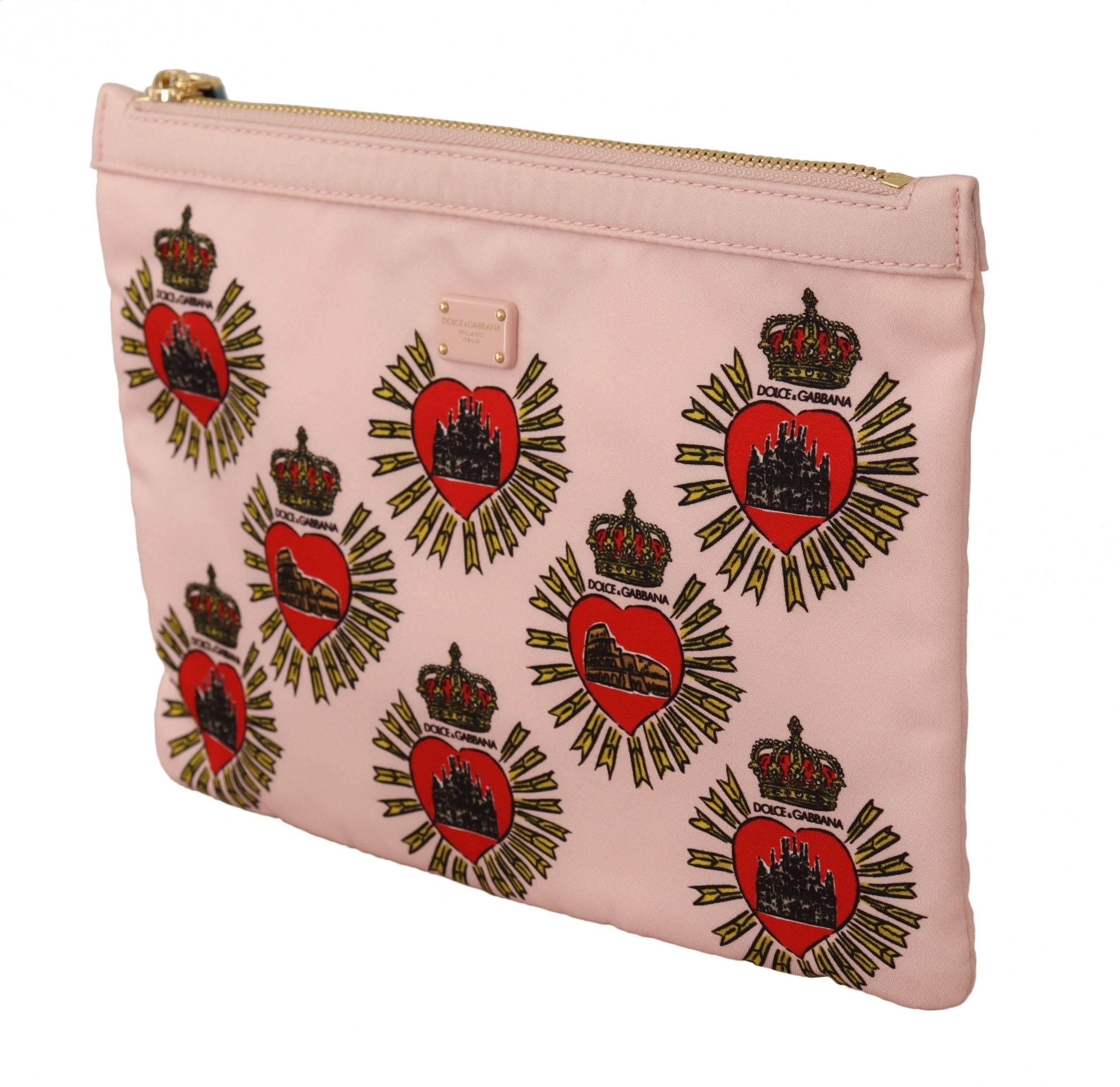 Dolce & Gabbana Elegant Pink Heart Clutch Wallet - Hilstor