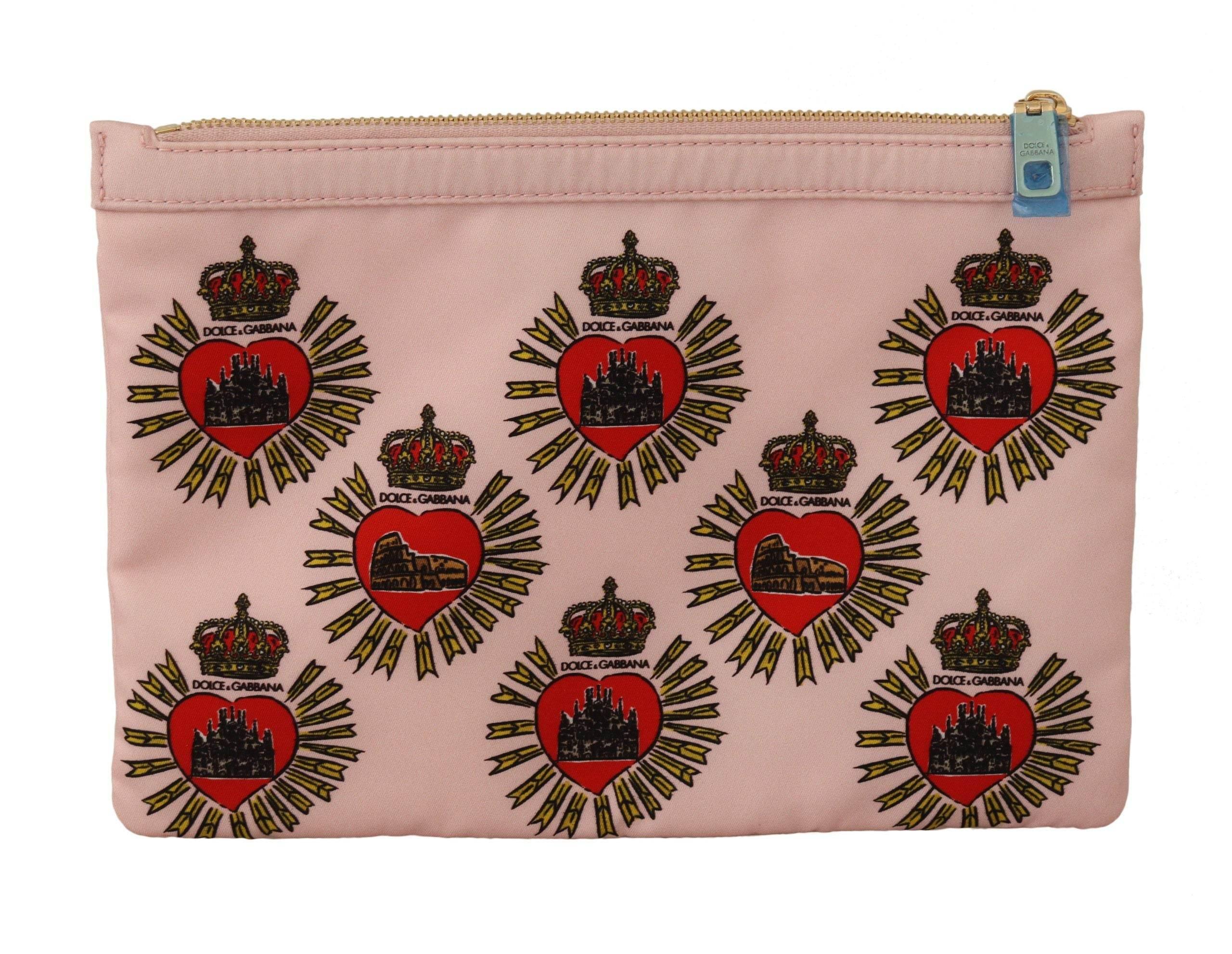 Dolce & Gabbana Elegant Pink Heart Clutch Wallet - Hilstor