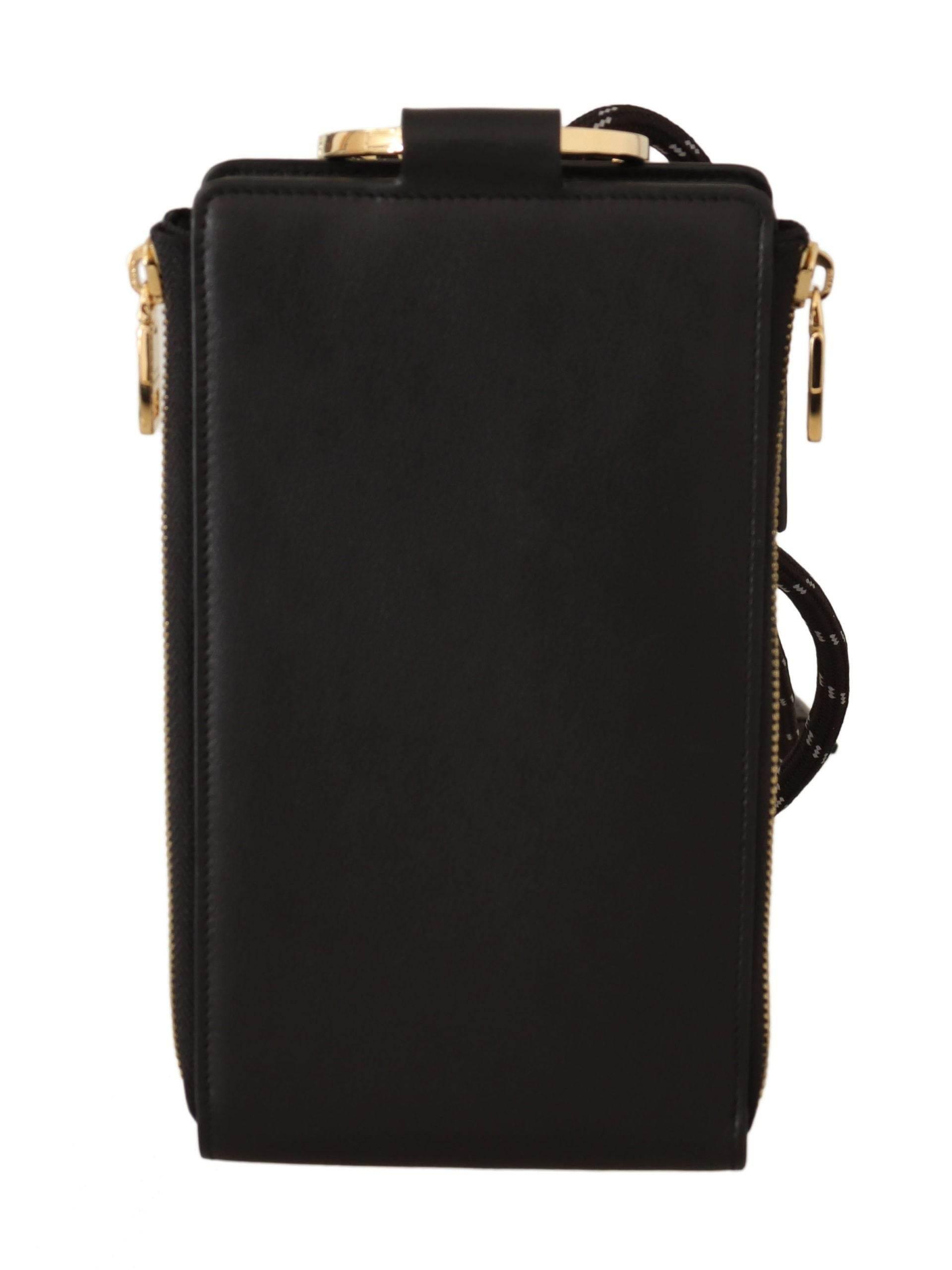 Dolce & Gabbana Elegant Black Leather Strapped Wallet - Hilstor