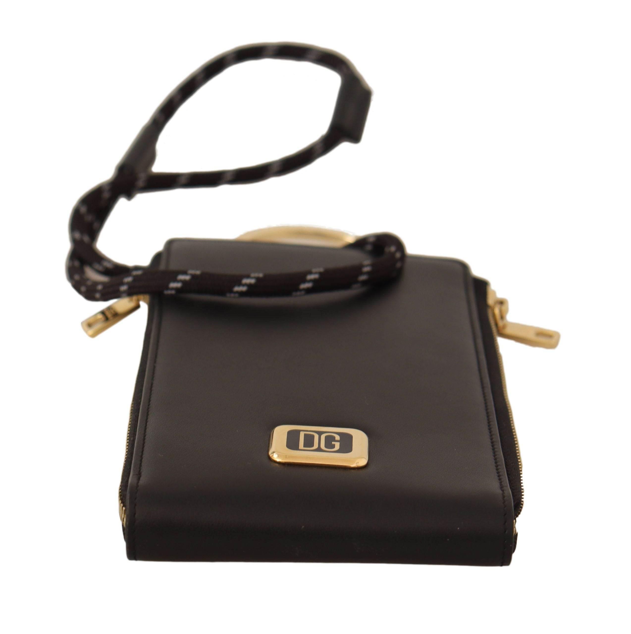 Dolce & Gabbana Elegant Black Leather Strapped Wallet - Hilstor
