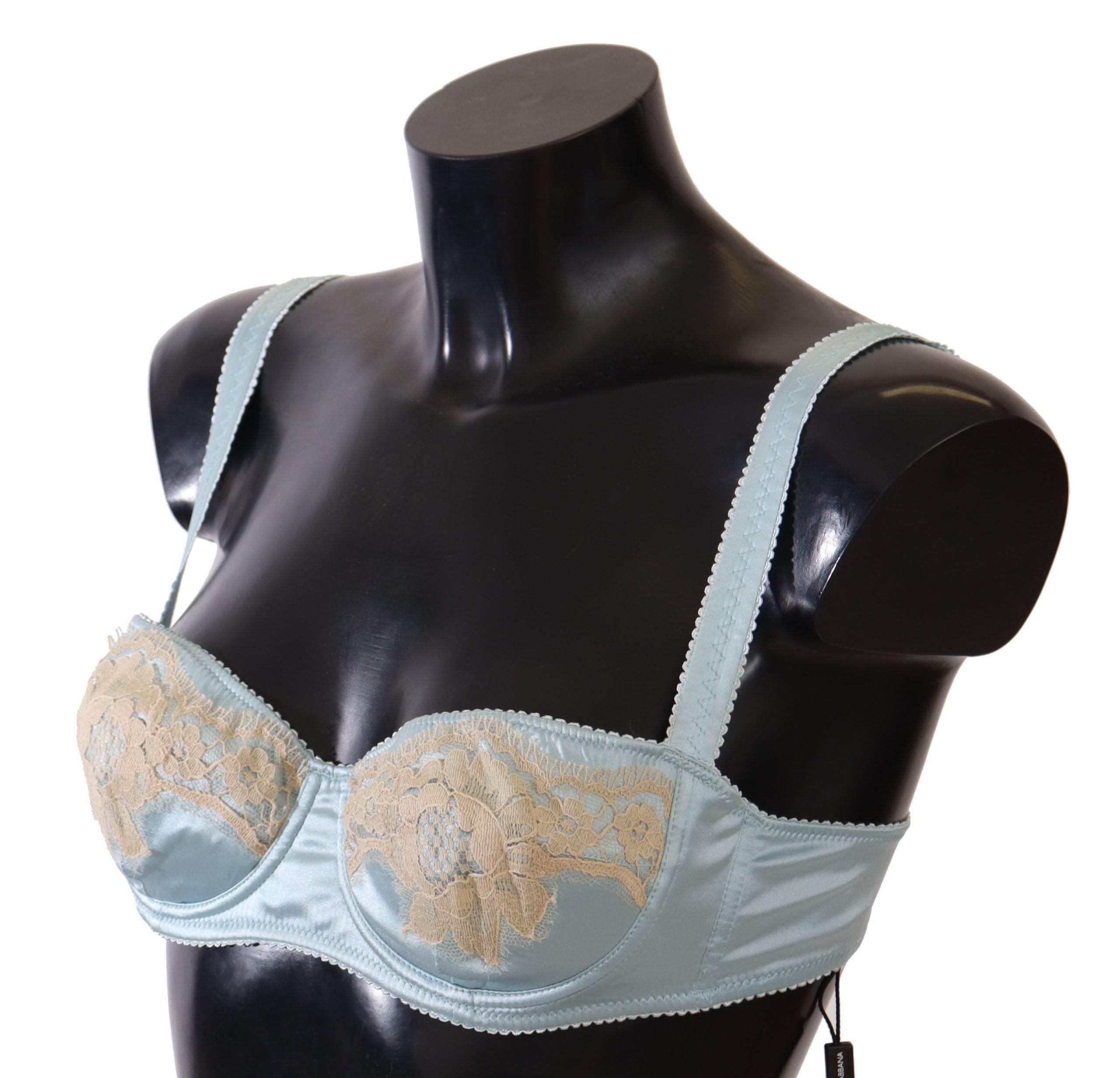 Dolce & Gabbana Elegant Silk Blend Balconette Bra in Light Blue - Hilstor