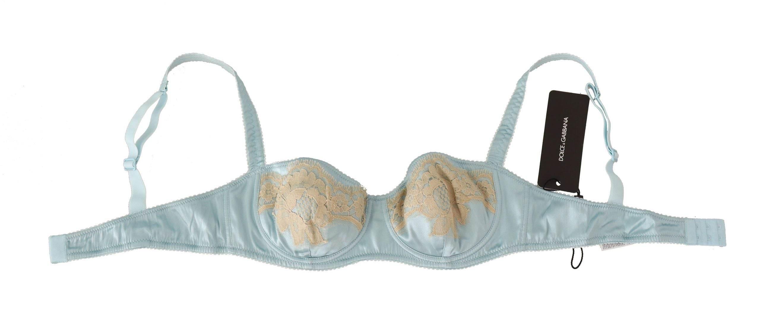 Dolce & Gabbana Elegant Silk Blend Balconette Bra in Light Blue - Hilstor