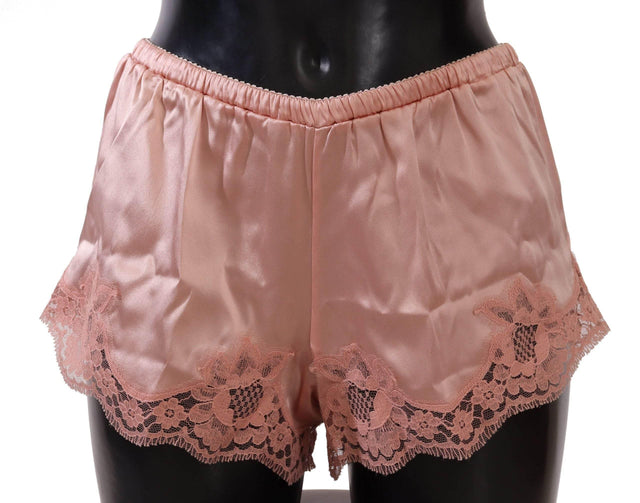Dolce & Gabbana Elegant Powder Pink Silk Lace Lingerie Shorts - Hilstor