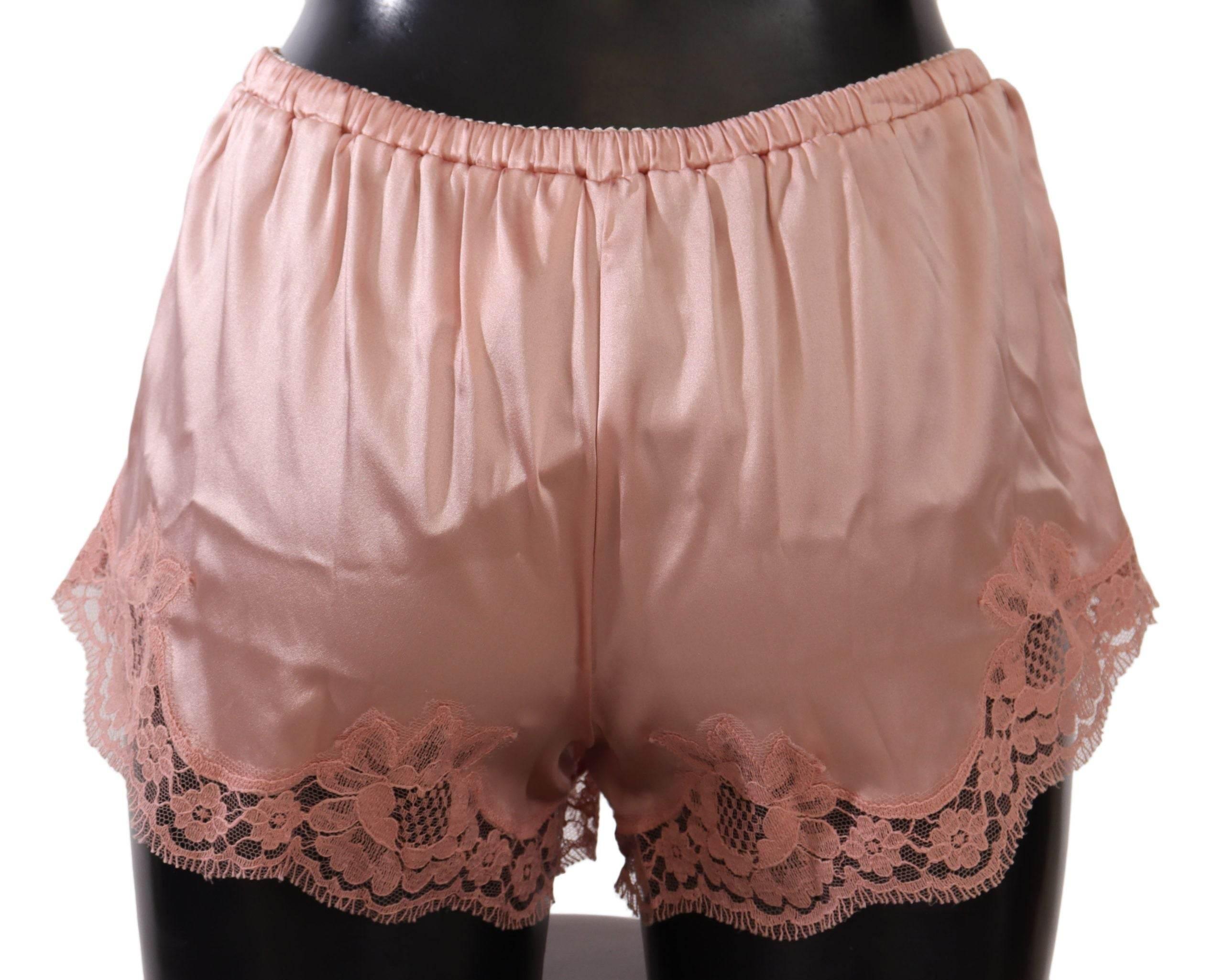 Dolce & Gabbana Elegant Powder Pink Silk Lace Lingerie Shorts - Hilstor