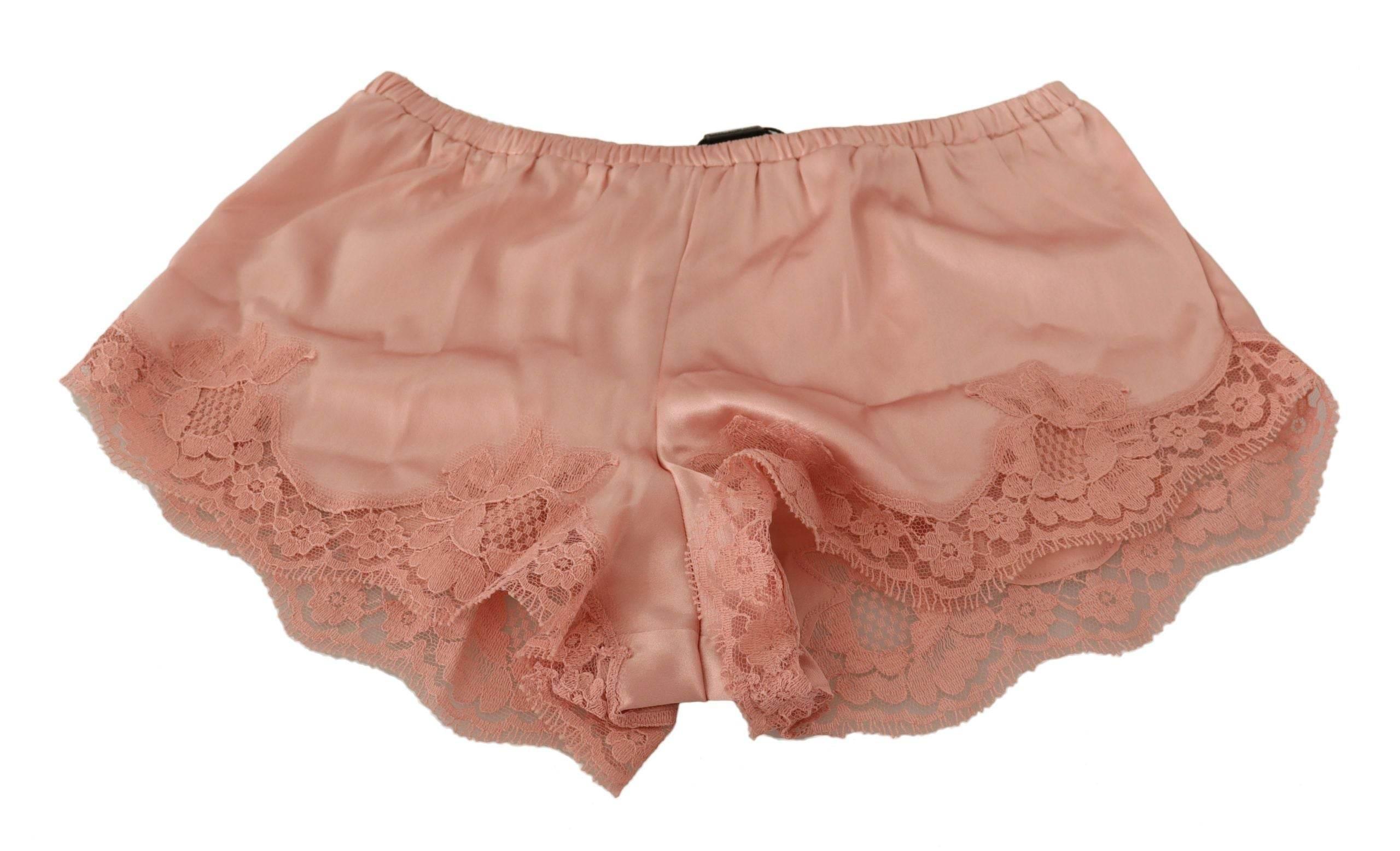 Dolce & Gabbana Elegant Powder Pink Silk Lace Lingerie Shorts - Hilstor