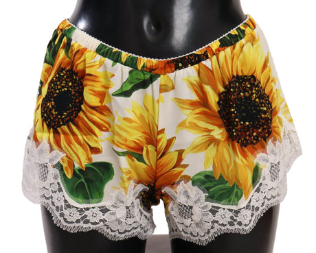 Dolce & Gabbana Sunflower Lace Lingerie Shorts - Silk Blend - Hilstor