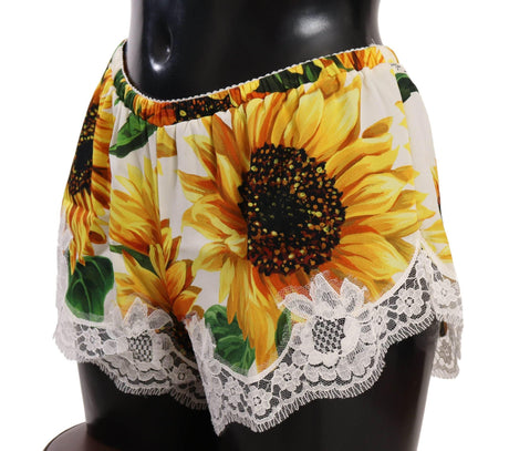 Dolce & Gabbana Sunflower Lace Lingerie Shorts - Silk Blend - Hilstor