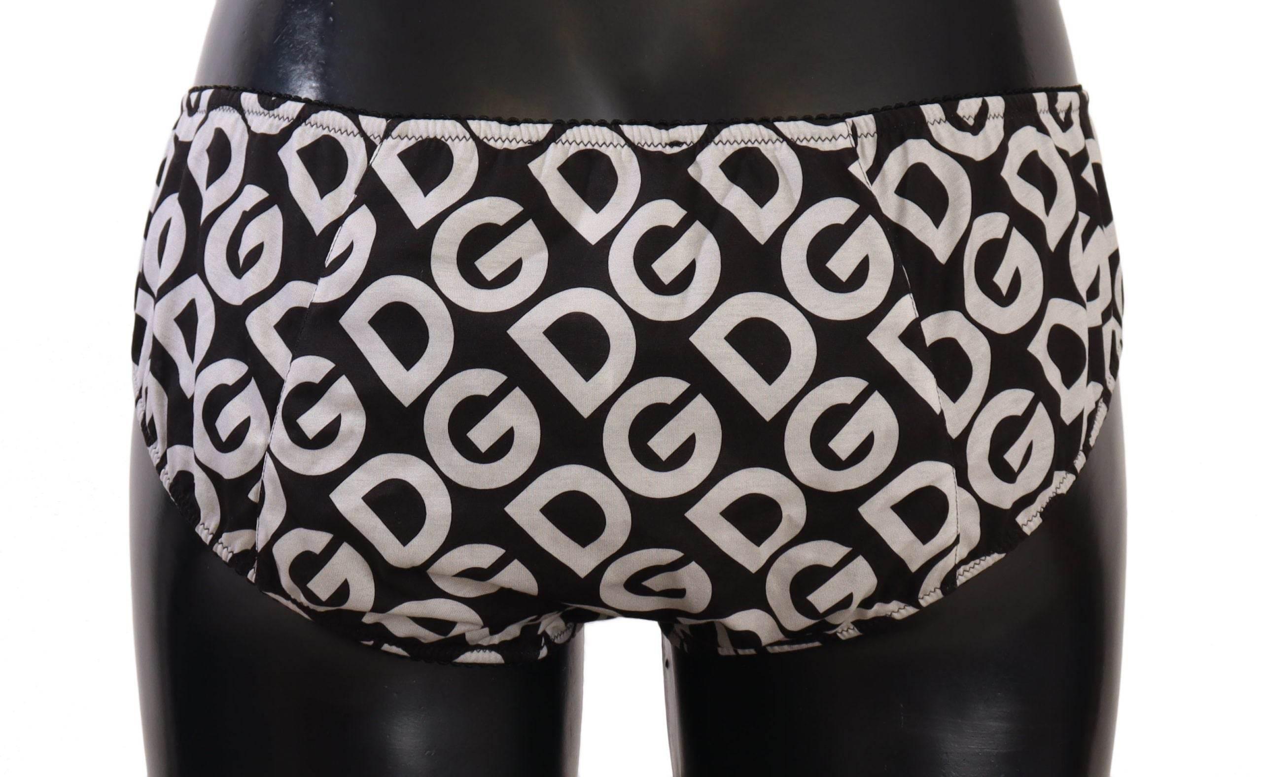Dolce & Gabbana Chic Black & White DG Logo Print Bottoms - Hilstor