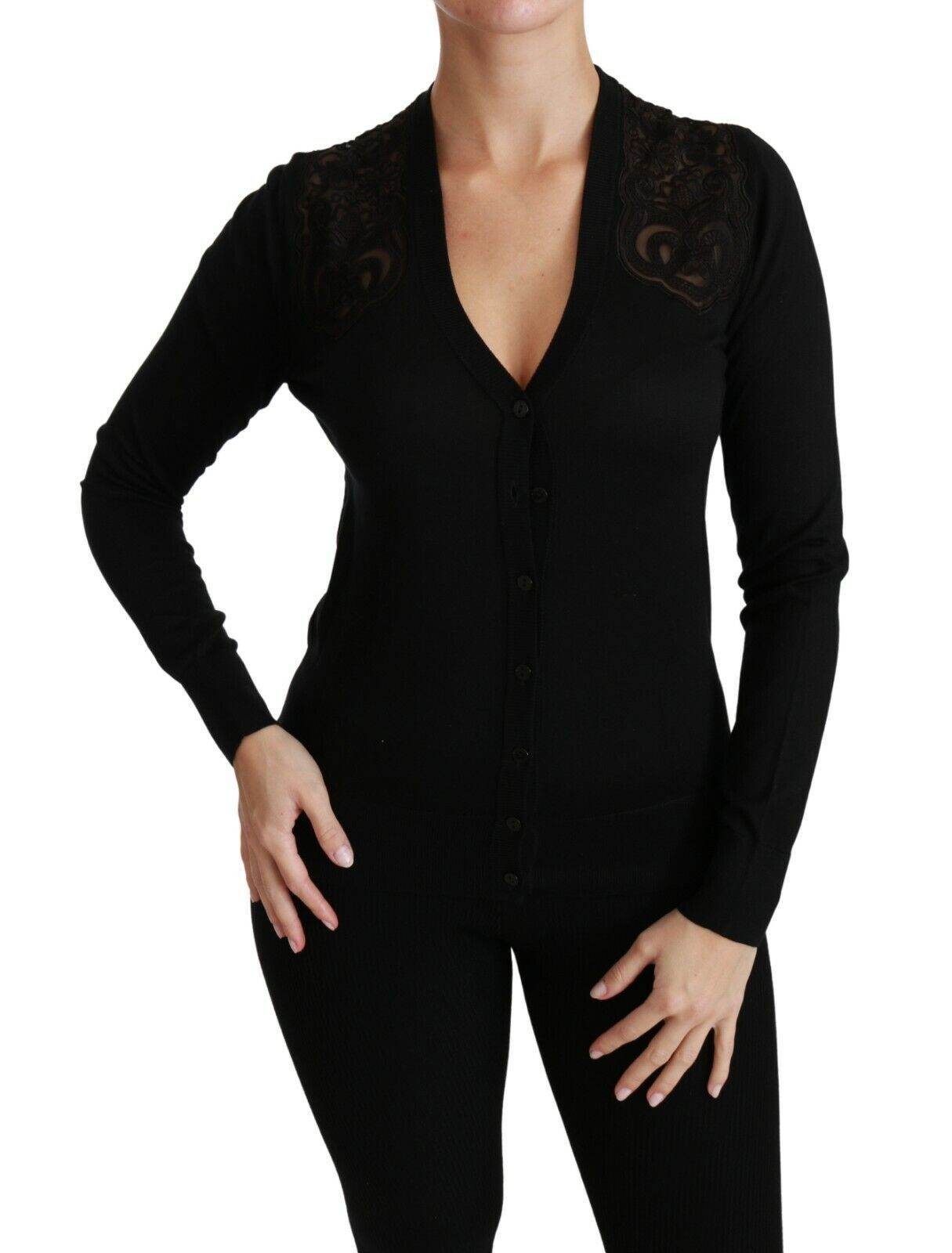 Dolce & Gabbana Alluring Silk Blend Lace Cardigan - Hilstor