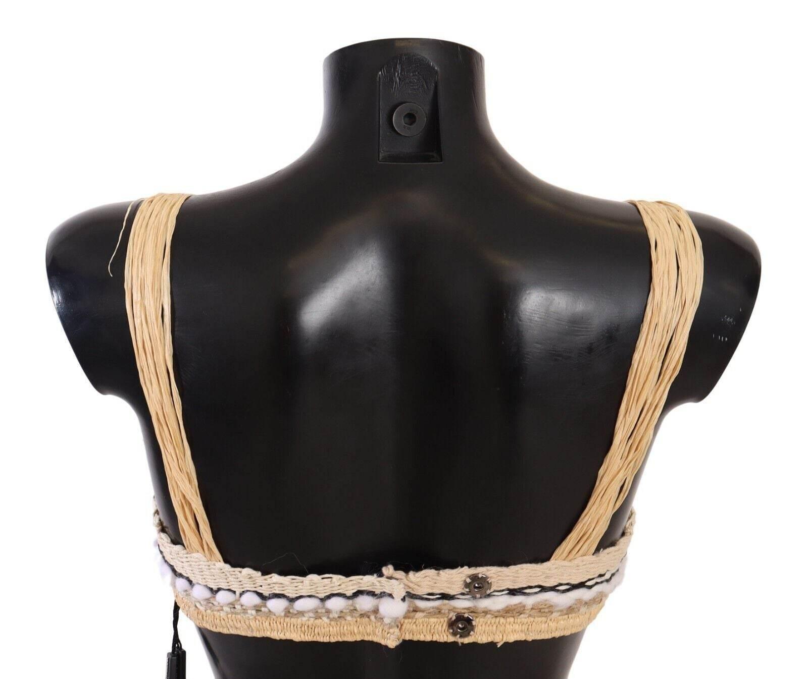 Dolce & Gabbana Beige Straw Raffia Woven Crochet Cover Up Top - Hilstor