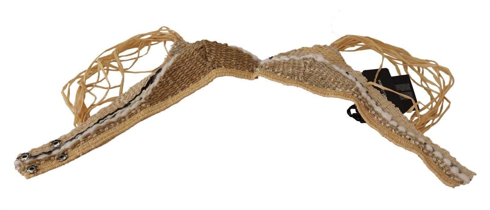 Dolce & Gabbana Beige Straw Raffia Woven Crochet Cover Up Top - Hilstor