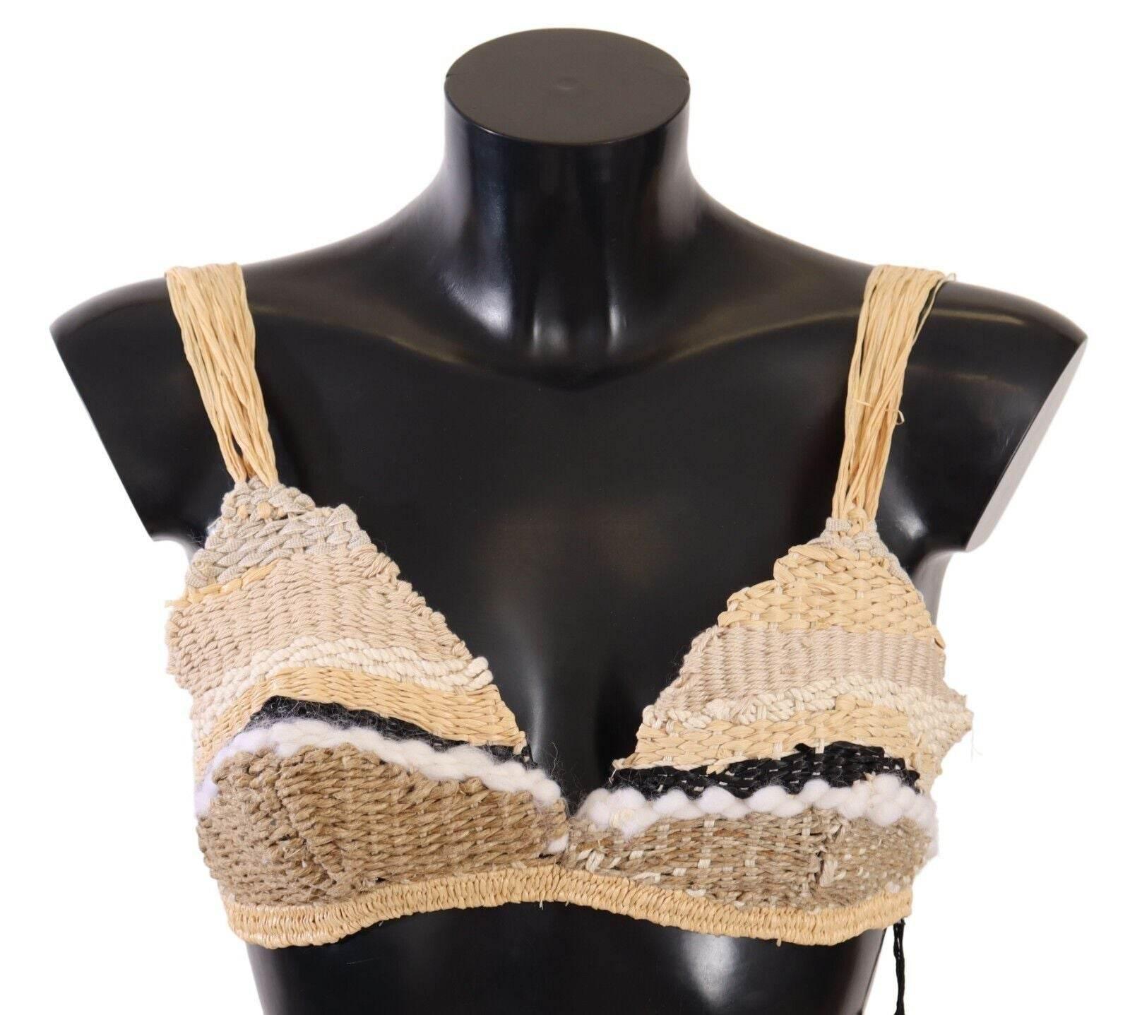 Dolce & Gabbana Beige Straw Raffia Woven Crochet Cover Up Top - Hilstor