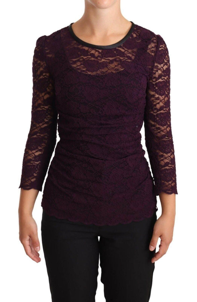 Dolce & Gabbana Elegant Sheer Lace Long Sleeve Blouse - Hilstor