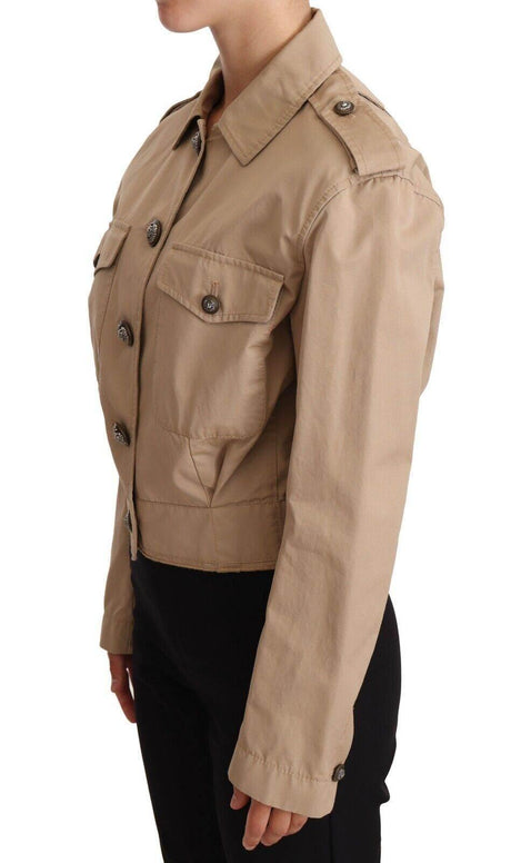 Dolce & Gabbana Beige Cropped Fitted Cotton Coat Jacket - Hilstor