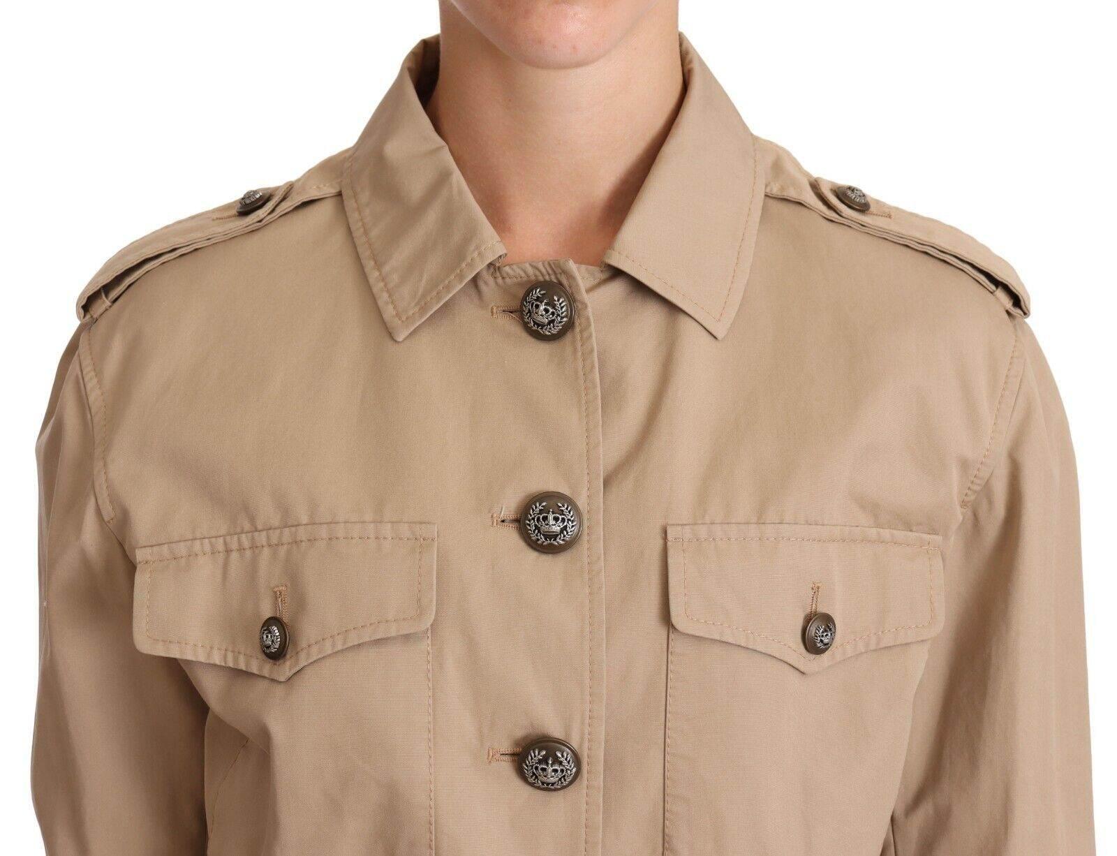 Dolce & Gabbana Beige Cropped Fitted Cotton Coat Jacket - Hilstor