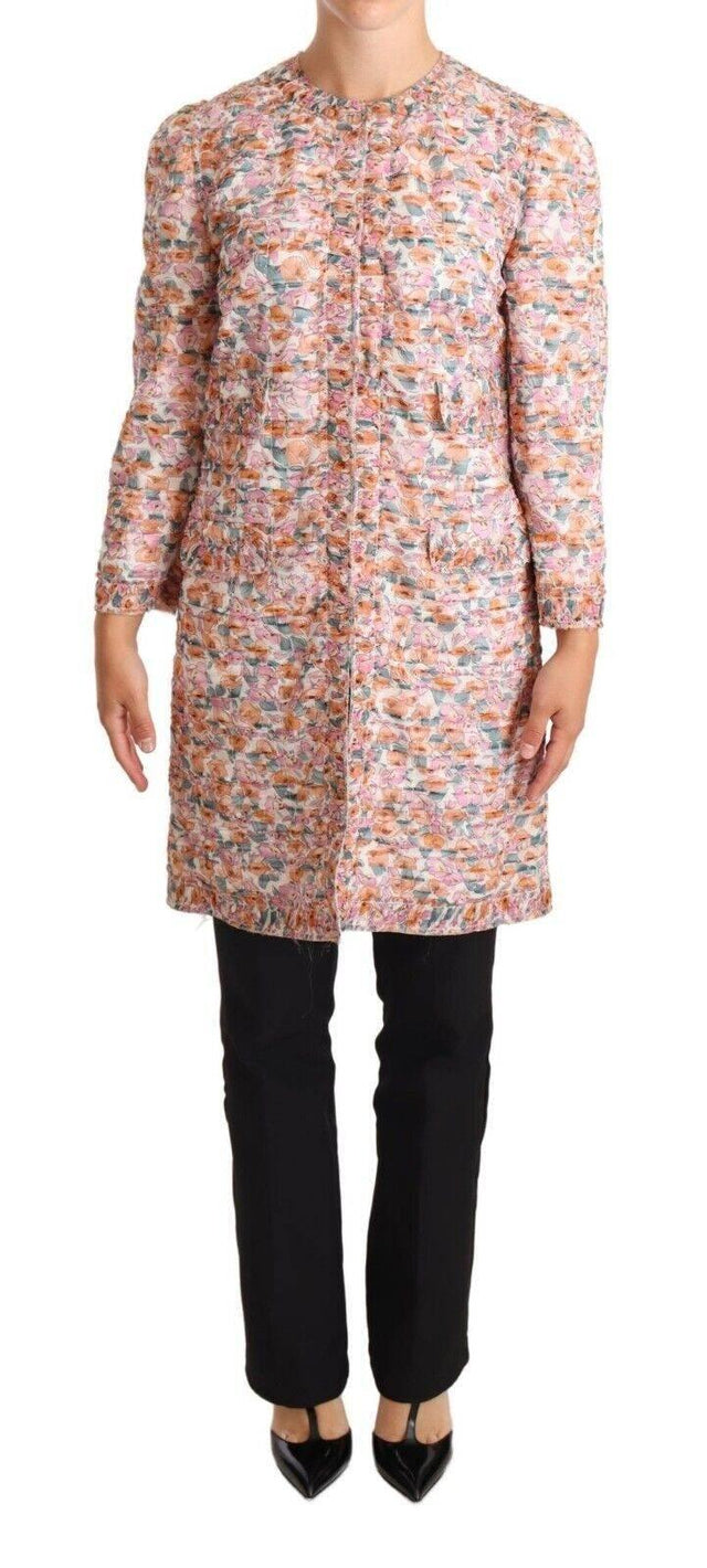 Dolce & Gabbana Elegant Floral Silk Trench Coat - Hilstor