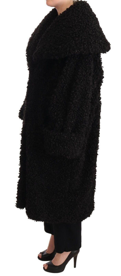 Dolce & Gabbana Black Polyester Fur Trench Coat Jacket - Hilstor