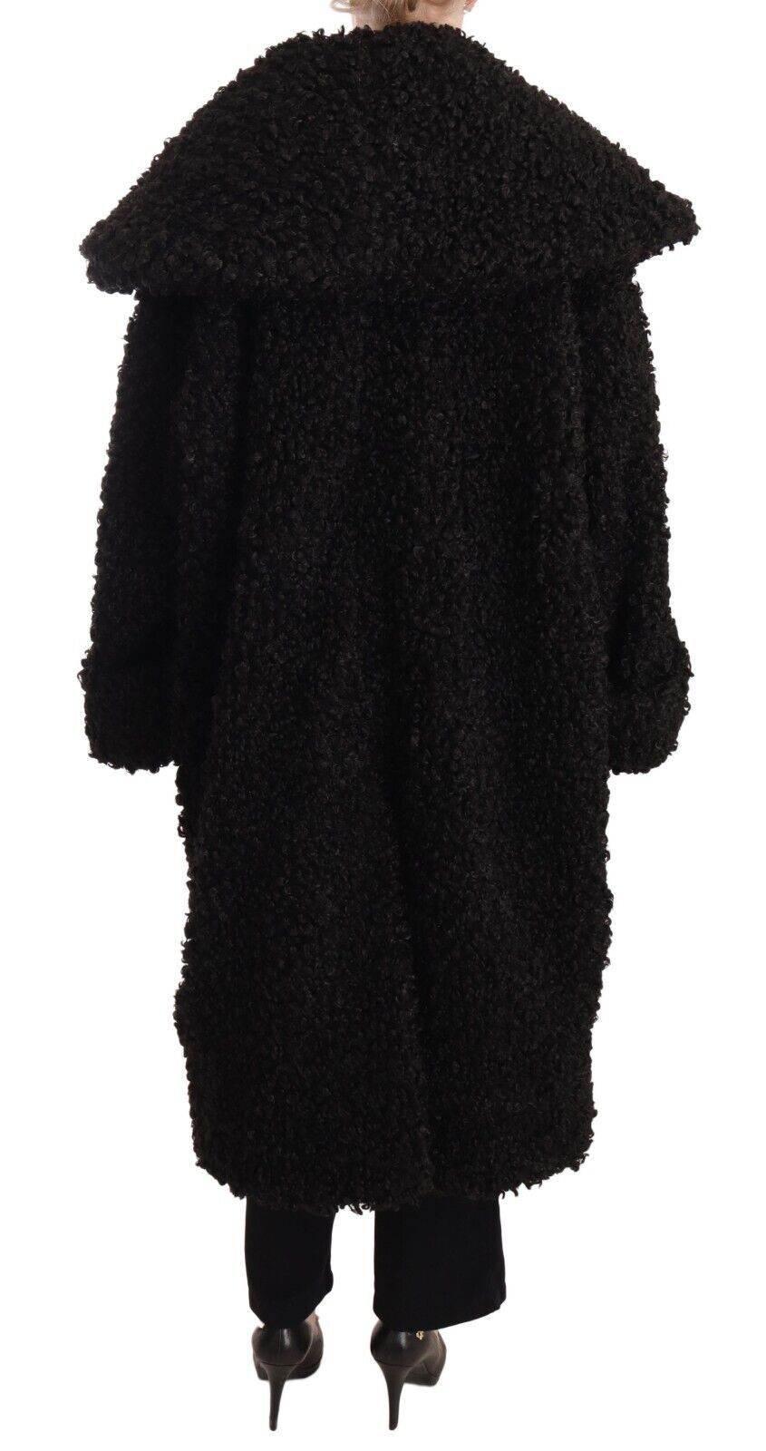 Dolce & Gabbana Black Polyester Fur Trench Coat Jacket - Hilstor