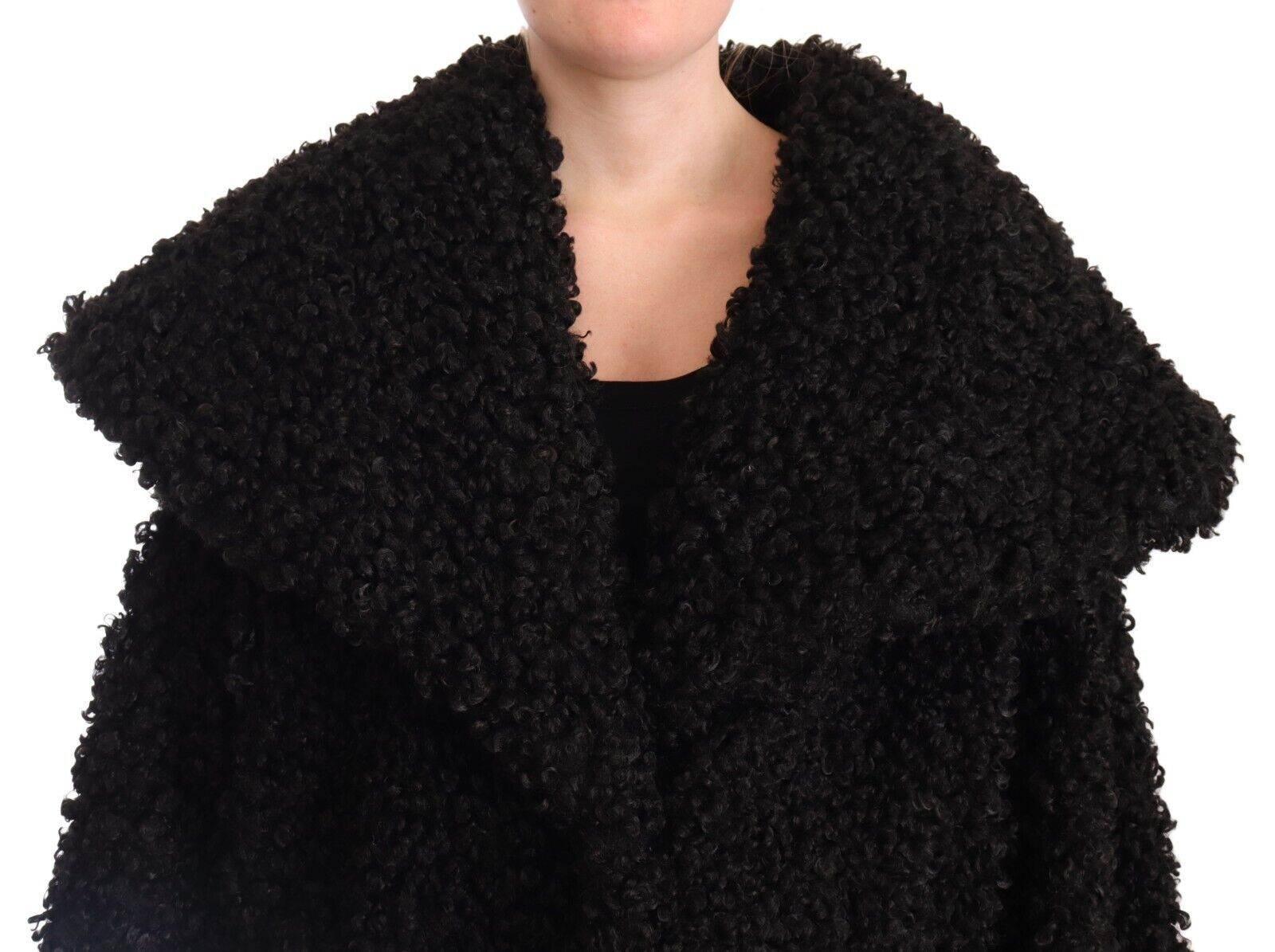 Dolce & Gabbana Black Polyester Fur Trench Coat Jacket - Hilstor