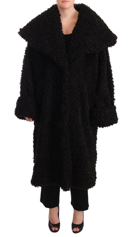 Dolce & Gabbana Black Polyester Fur Trench Coat Jacket - Hilstor