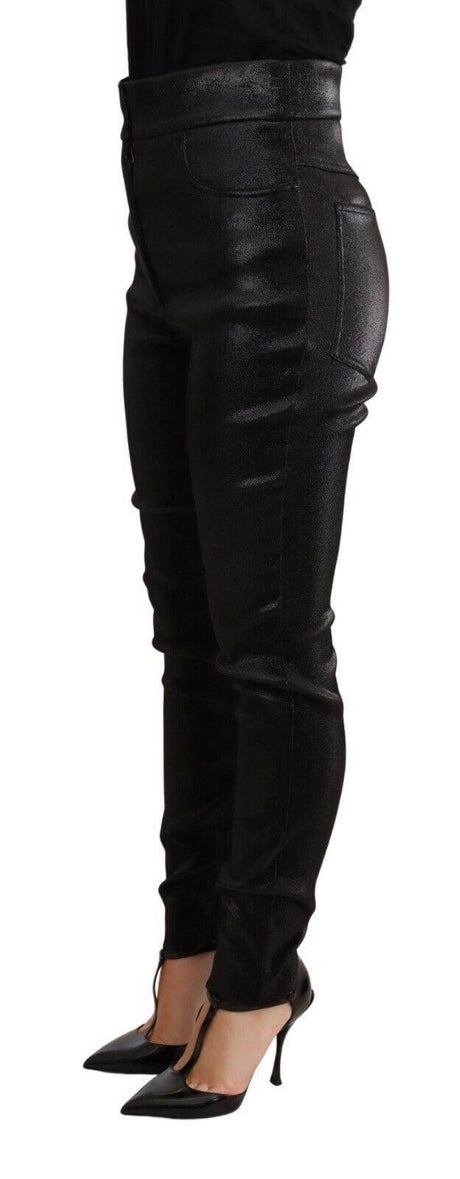 Dolce & Gabbana Black Silver Lurex Thread Cotton Stretch Pants - Hilstor