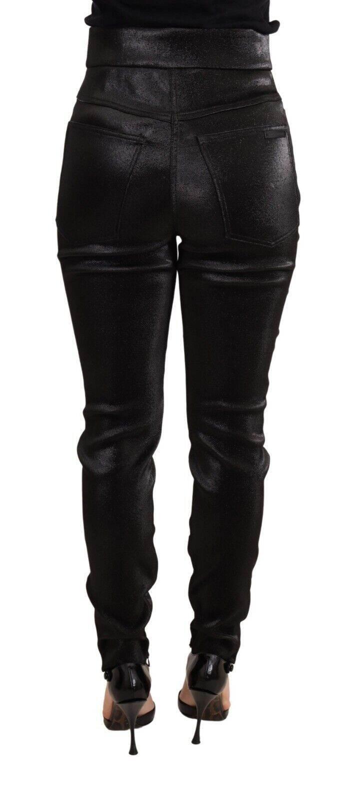 Dolce & Gabbana Black Silver Lurex Thread Cotton Stretch Pants - Hilstor