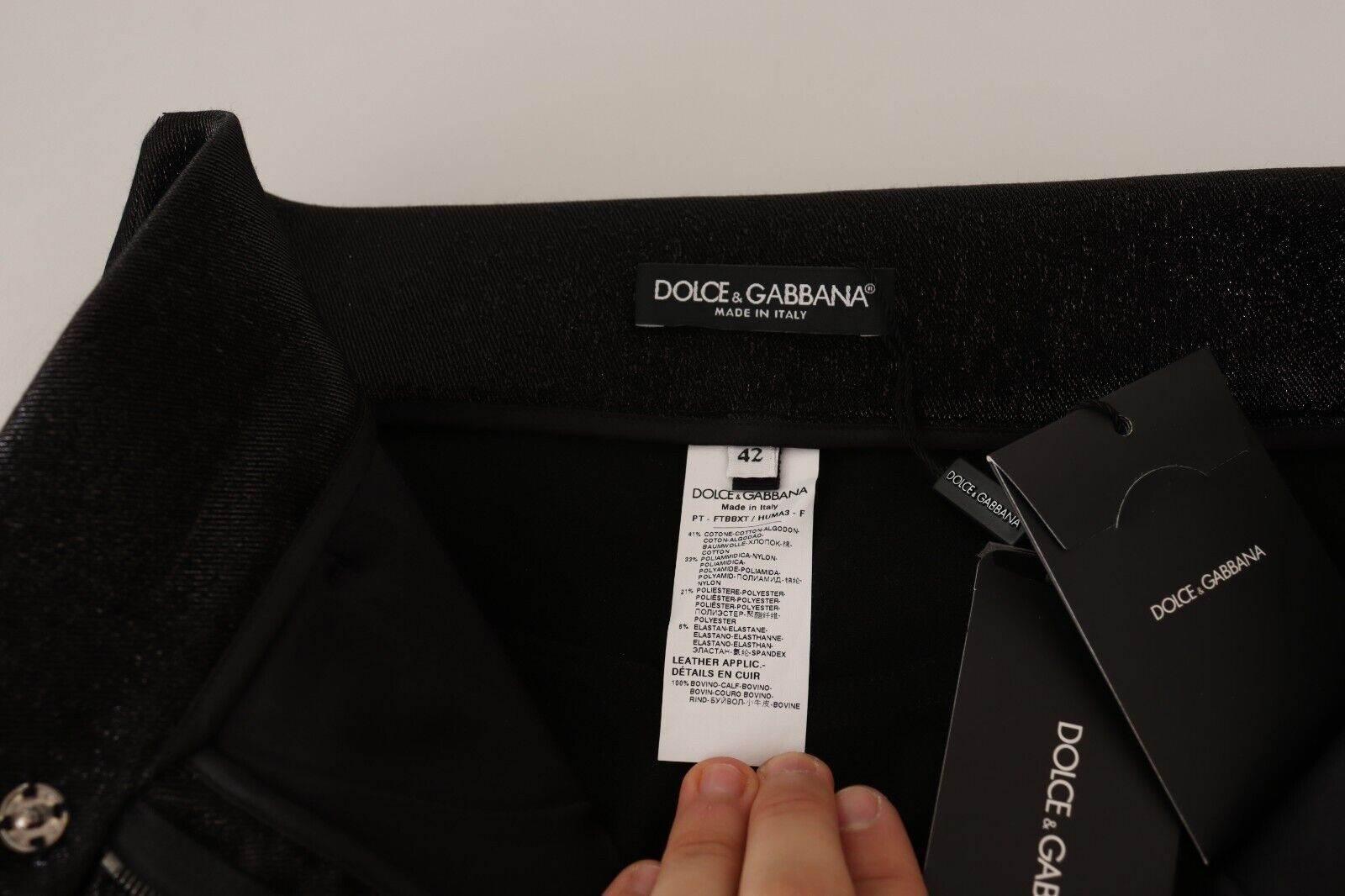 Dolce & Gabbana Black Silver Lurex Thread Cotton Stretch Pants - Hilstor