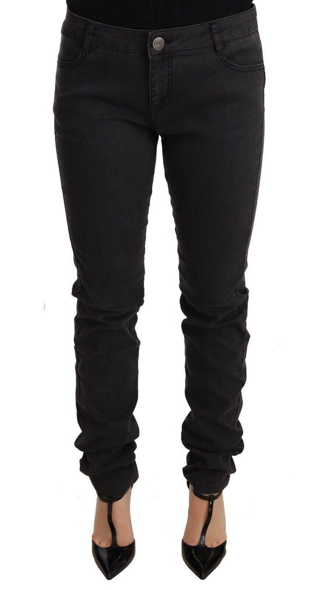PINKO Black Cotton Stretch Skinny Mid Waist Women Denim Jeans - Hilstor