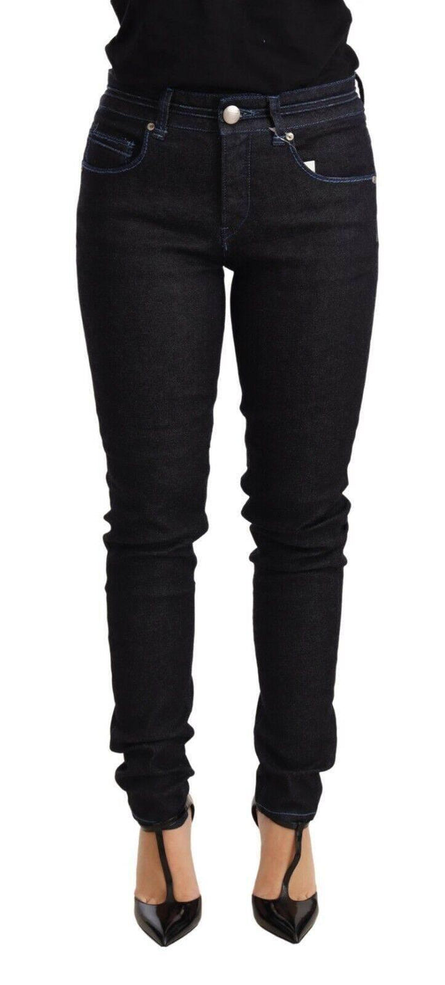 Acht Blue Cotton Low Waist Slim Fit Denim Women Trouser Jeans - Hilstor