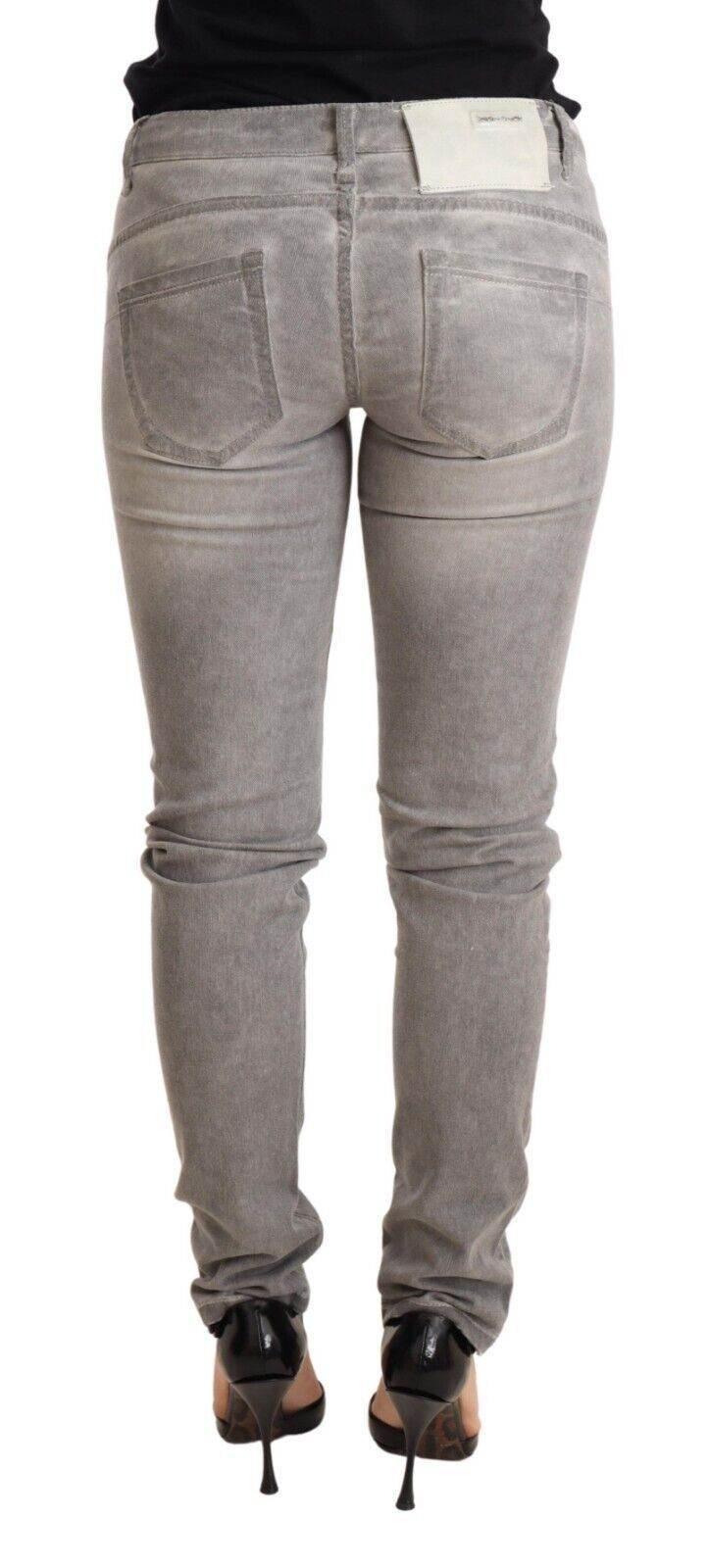 Acht Light Gray Washed Cotton Slim Fit Denim Women Trouser Jeans - Hilstor