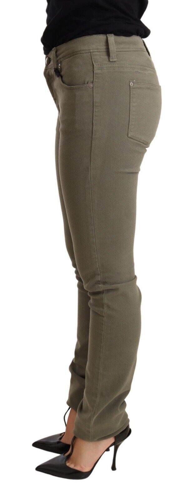 Ermanno Scervino Green Low Waist Skinny Slim Trouser Cotton Jeans - Hilstor