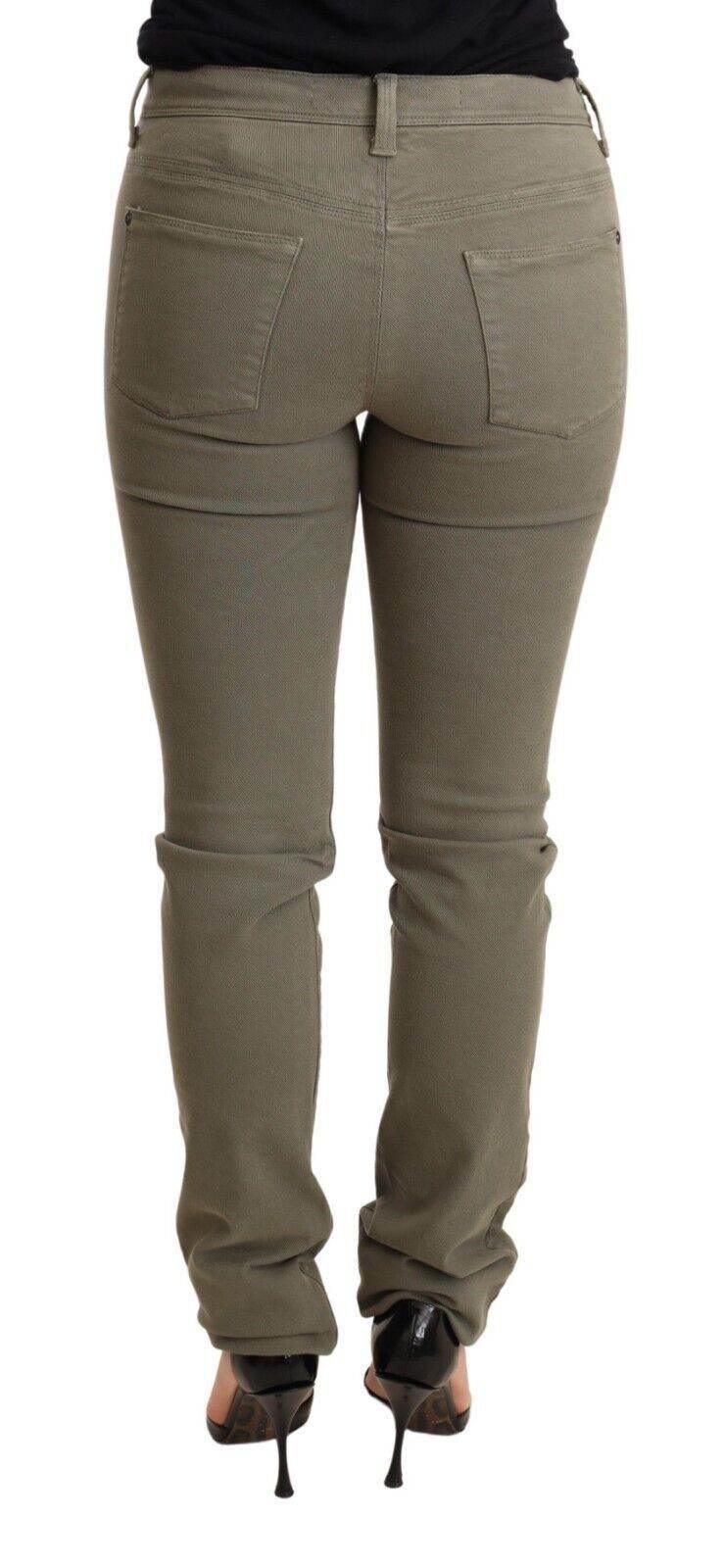 Ermanno Scervino Green Low Waist Skinny Slim Trouser Cotton Jeans - Hilstor