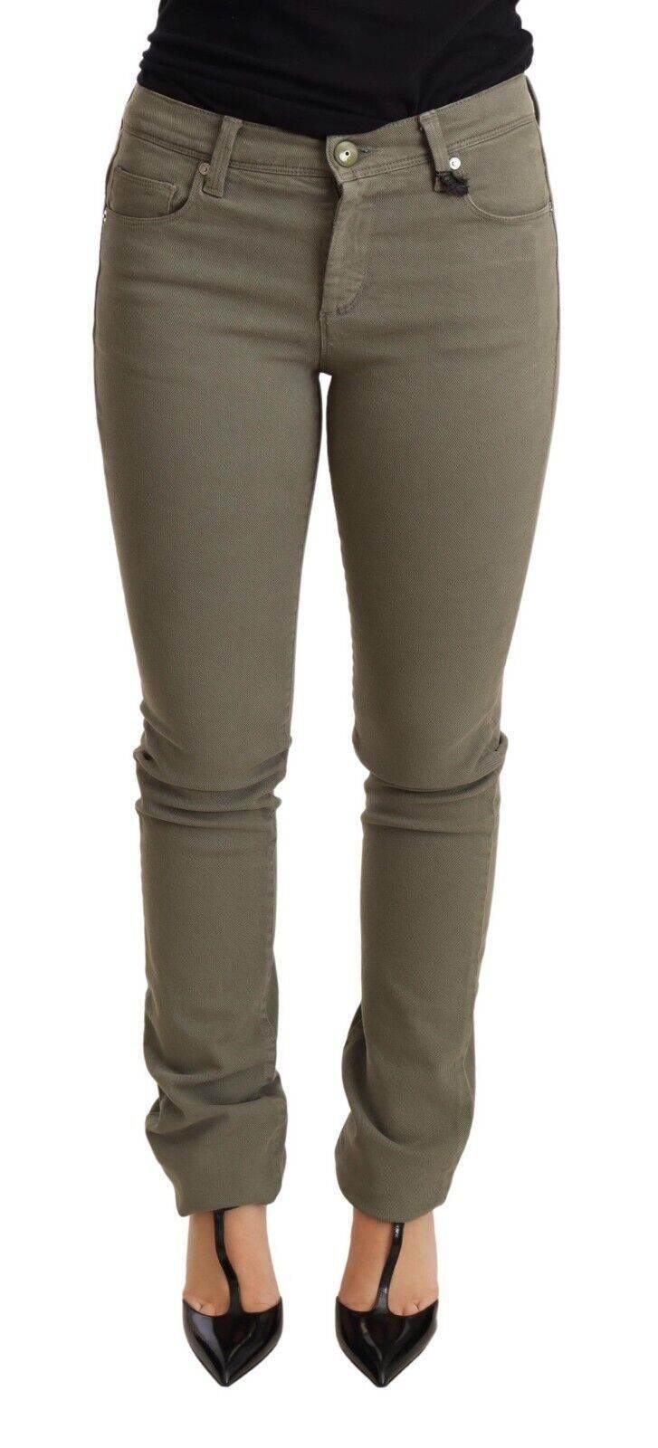 Ermanno Scervino Green Low Waist Skinny Slim Trouser Cotton Jeans - Hilstor