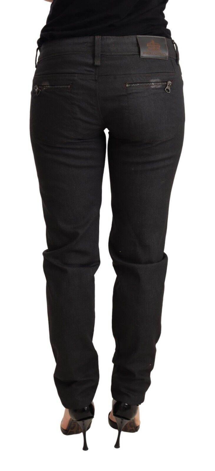 Ermanno Scervino Black Low Waist Skinny Slim Trouser Cotton Jeans - Hilstor