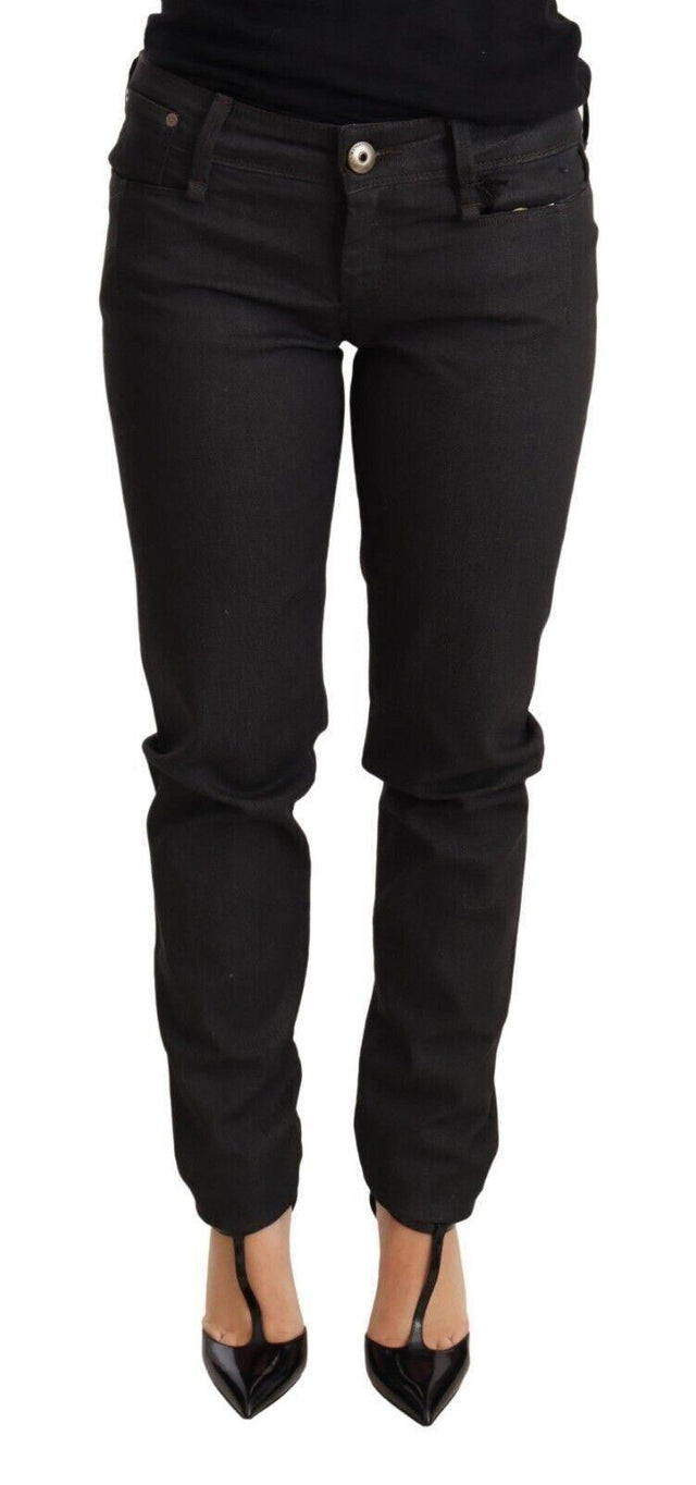 Ermanno Scervino Black Low Waist Skinny Slim Trouser Cotton Jeans - Hilstor