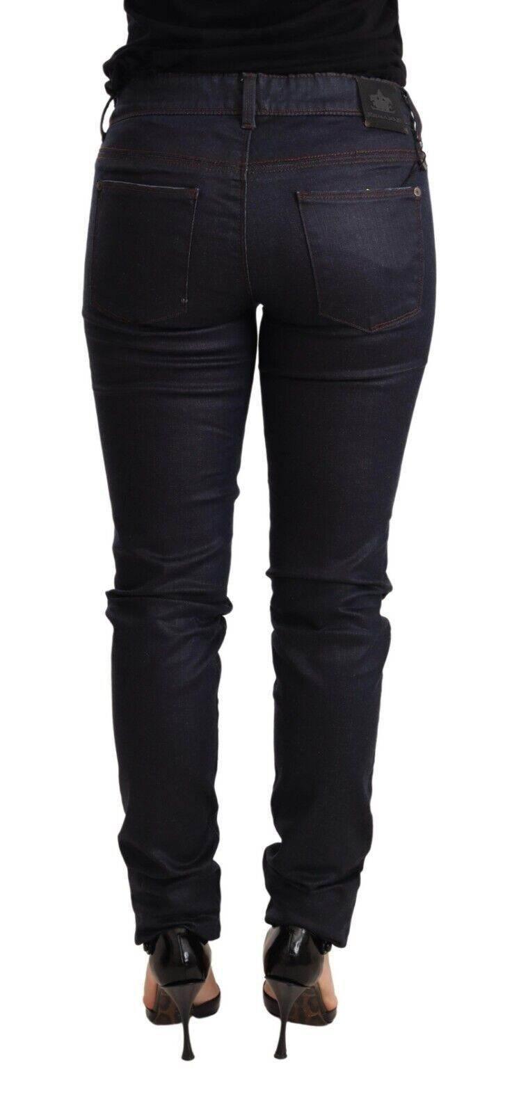 Ermanno Scervino Blue Low Waist Skinny Slim Trouser Cotton Jeans - Hilstor