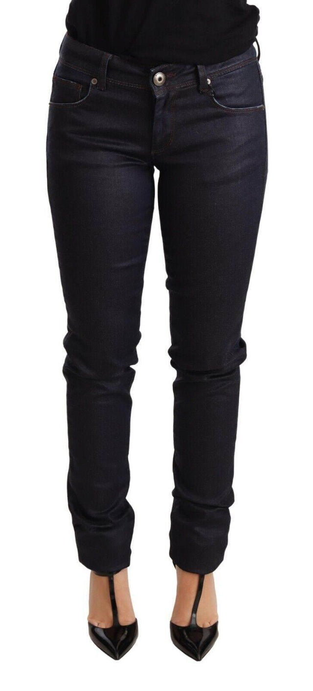 Ermanno Scervino Blue Low Waist Skinny Slim Trouser Cotton Jeans - Hilstor