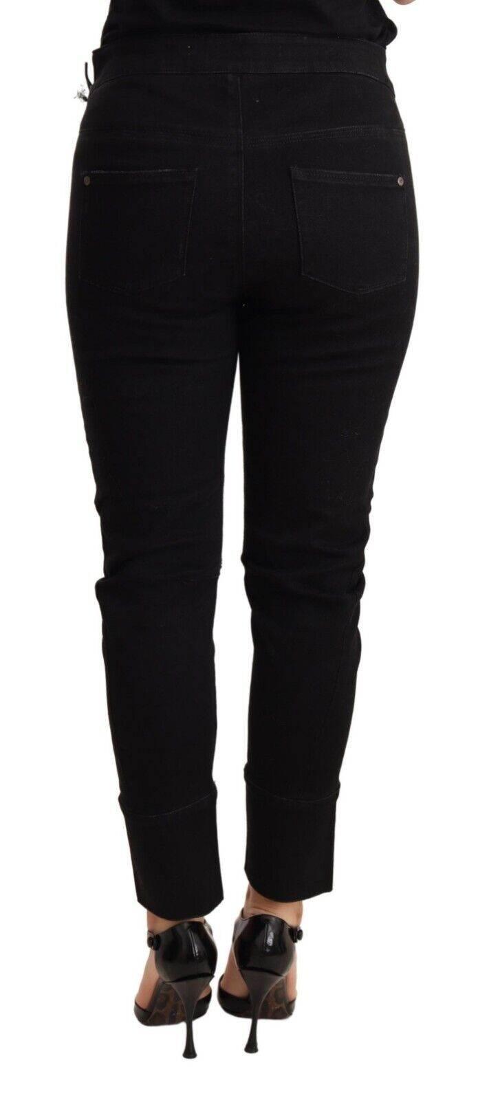 Ermanno Scervino Black Low Waist Skinny Slim Trouser Cotton Jeans - Hilstor