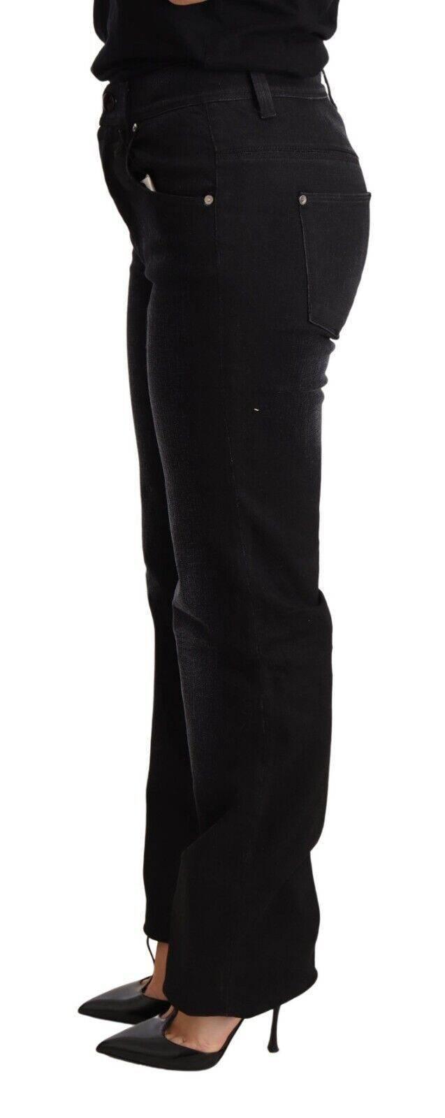 Ermanno Scervino Black Washed Straight Denim Trouser Cotton Jeans - Hilstor