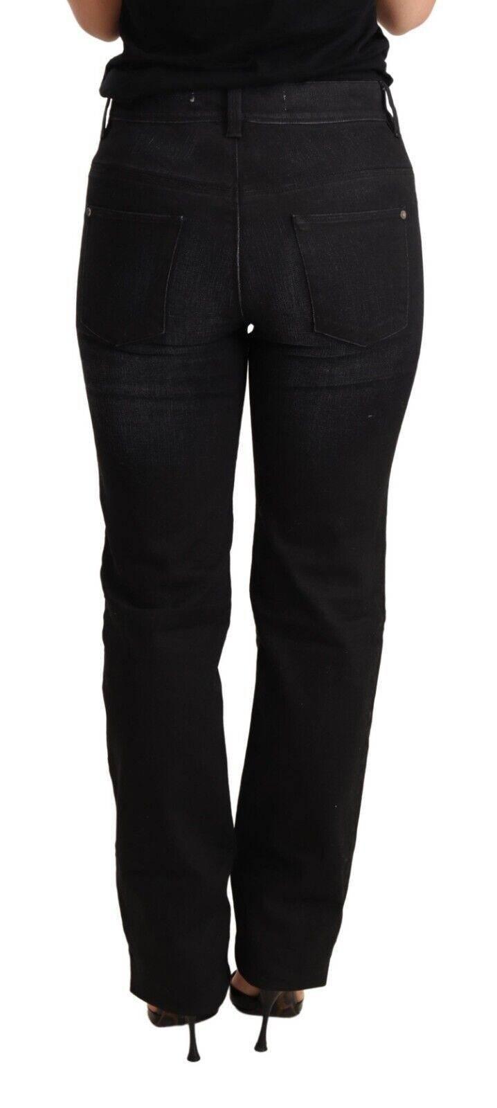 Ermanno Scervino Black Washed Straight Denim Trouser Cotton Jeans - Hilstor