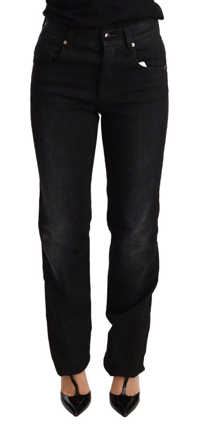 Ermanno Scervino Black Washed Straight Denim Trouser Cotton Jeans - Hilstor