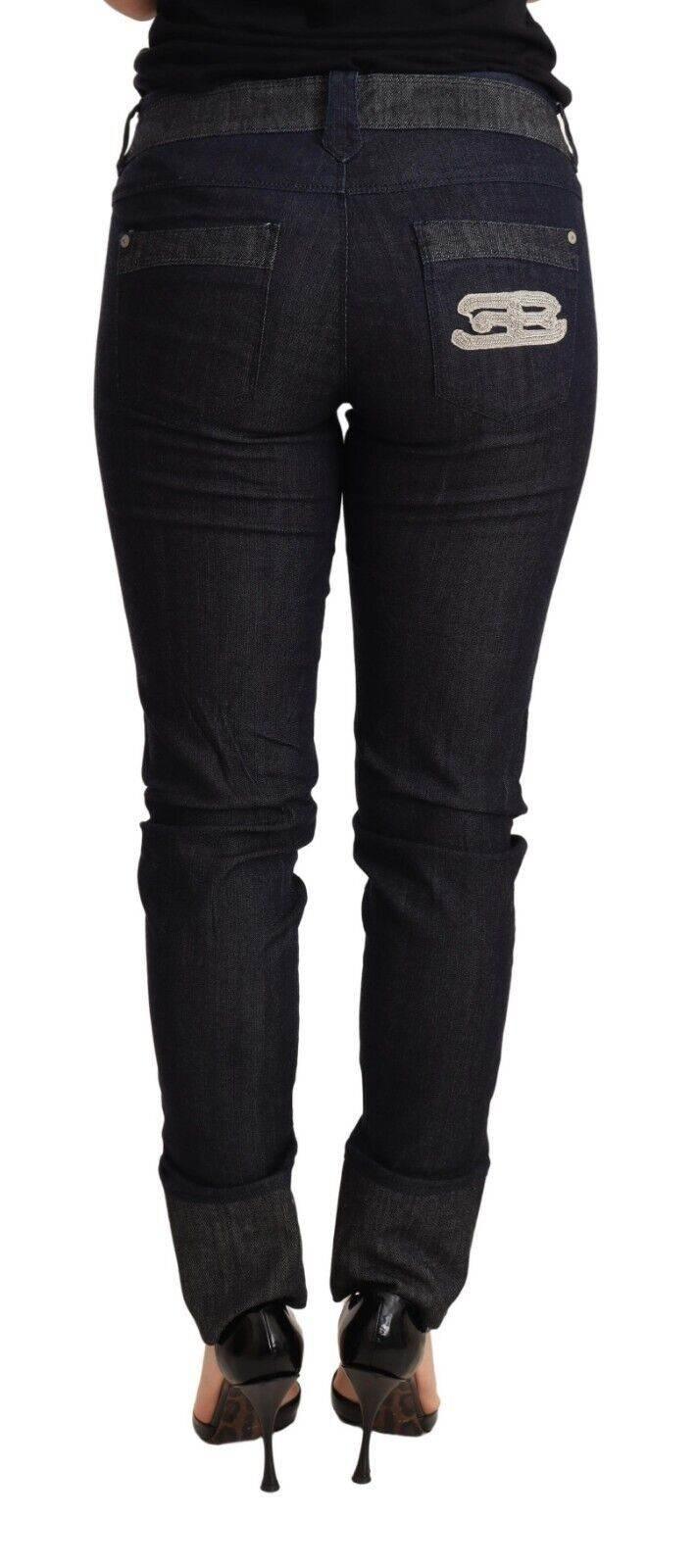 Ermanno Scervino Blue Skinny Folded Hem Denim Trouser Cotton Jeans - Hilstor