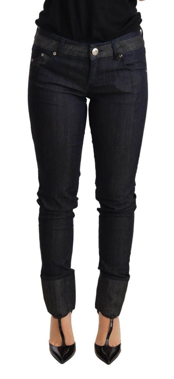 Ermanno Scervino Blue Skinny Folded Hem Denim Trouser Cotton Jeans - Hilstor