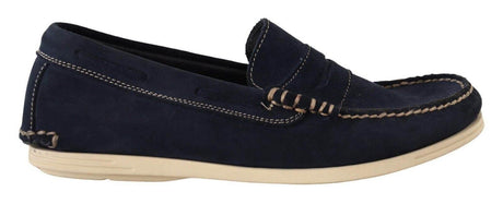 Pollini Chic Suede Blue Moccasins for Men - Hilstor