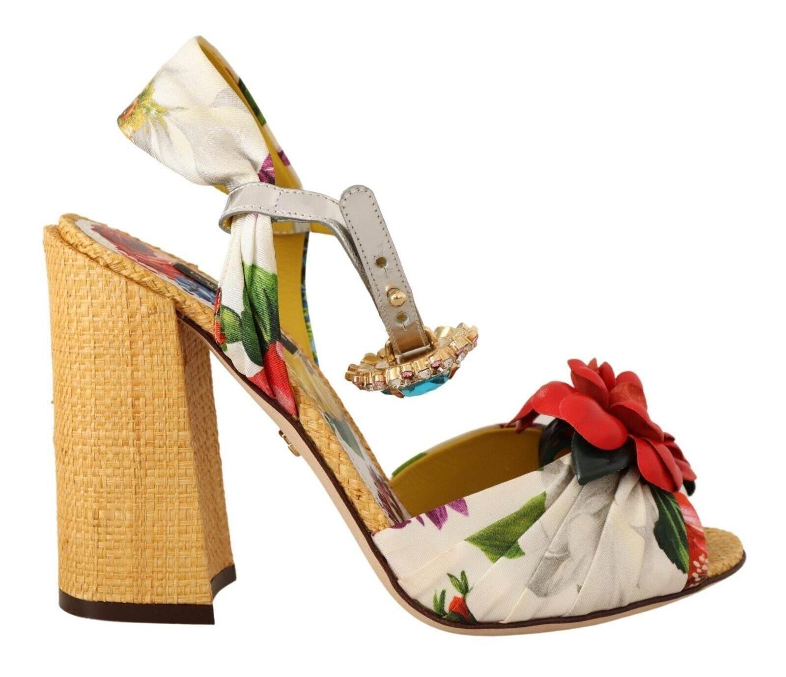 Dolce & Gabbana Multicolor Crystal Embellished Heel Sandals - Hilstor