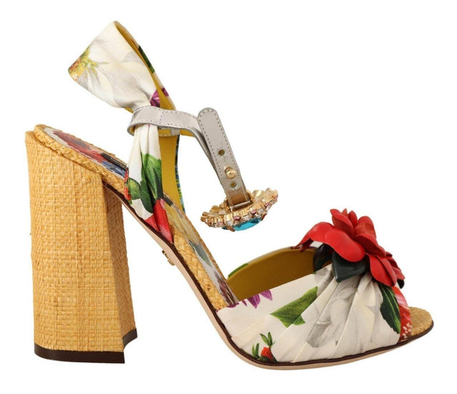 Dolce & Gabbana Multicolor Crystal Embellished Heel Sandals - Hilstor