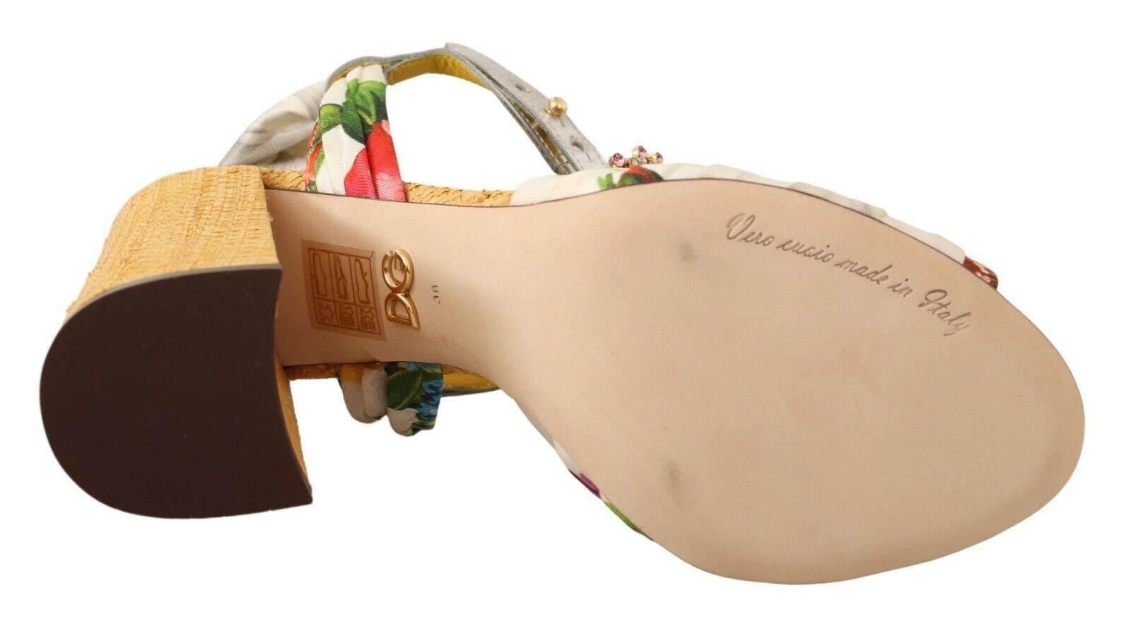 Dolce & Gabbana Multicolor Crystal Embellished Heel Sandals - Hilstor