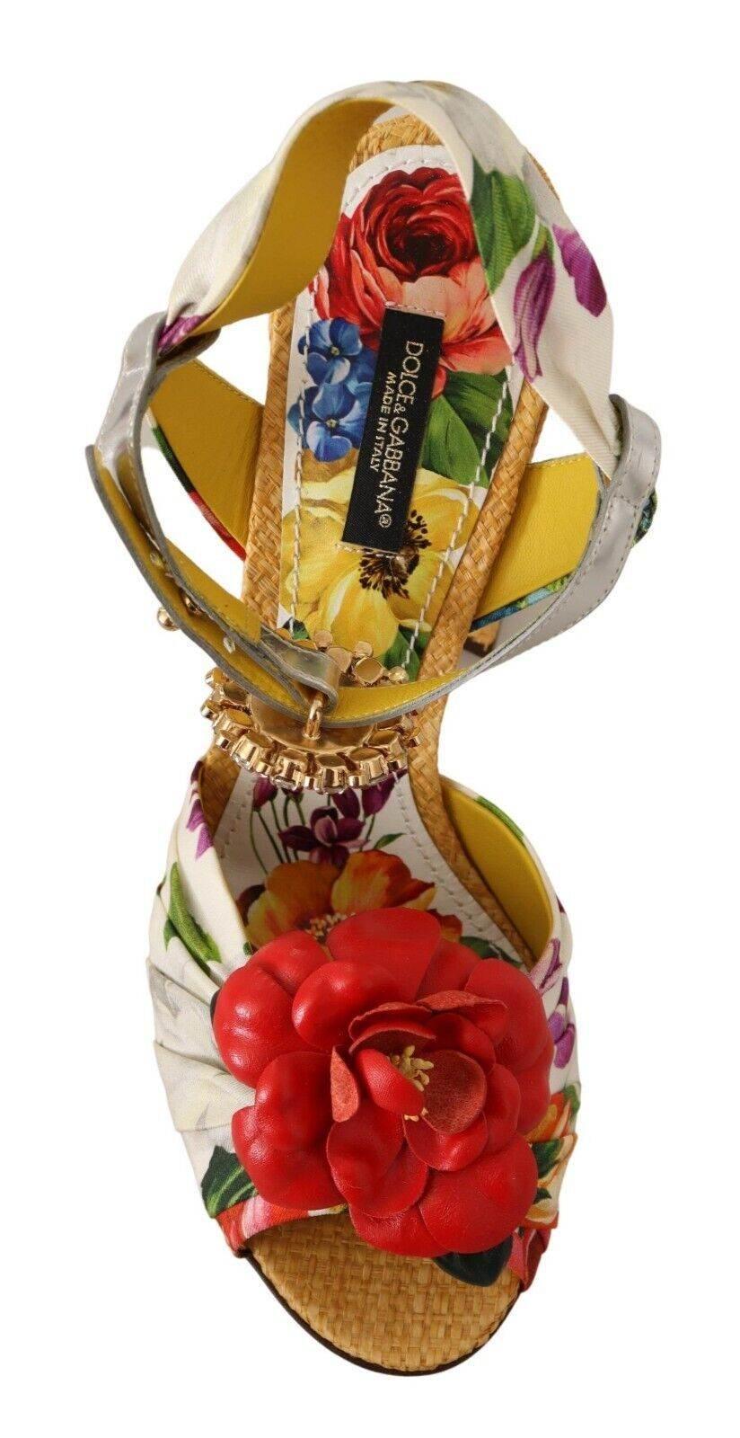 Dolce & Gabbana Multicolor Crystal Embellished Heel Sandals - Hilstor