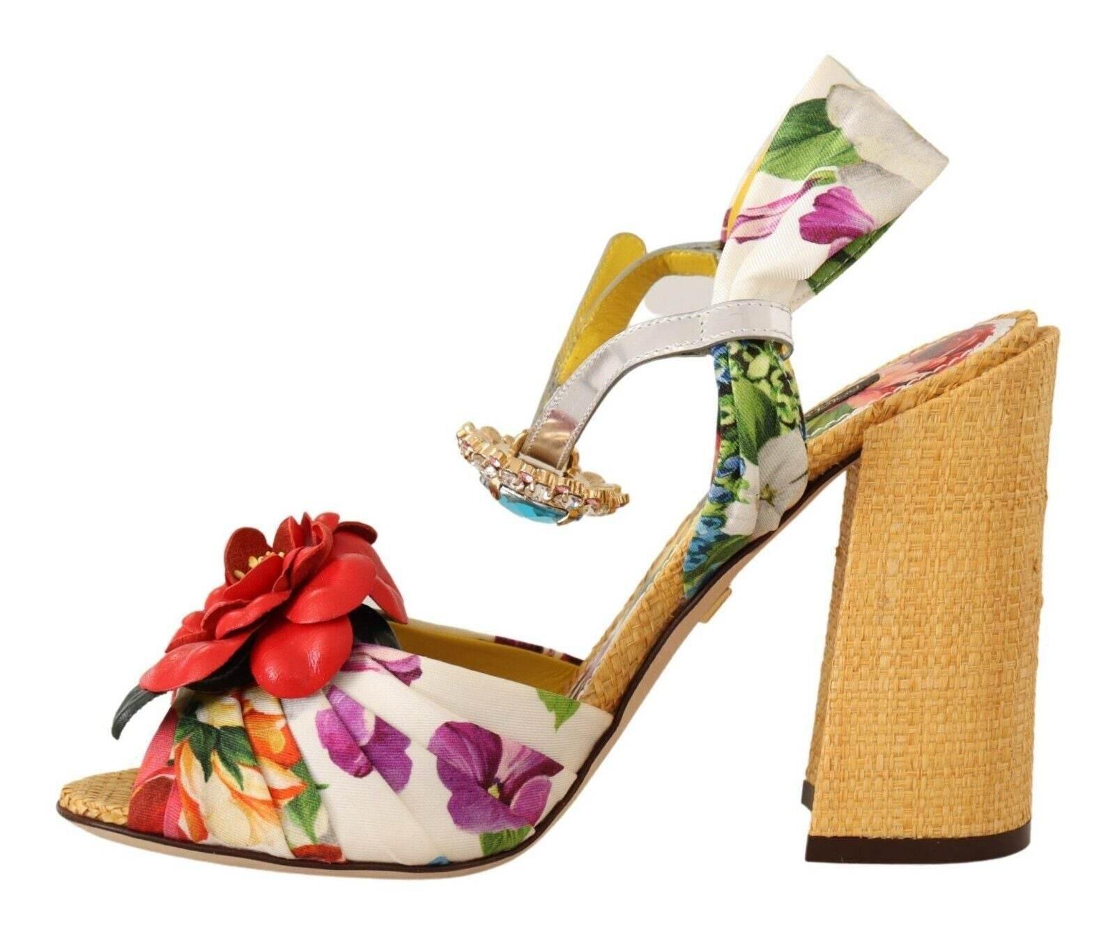 Dolce & Gabbana Multicolor Crystal Embellished Heel Sandals - Hilstor